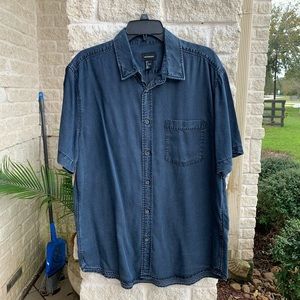 H&M Conscious Short Sleeve Button Up Navy